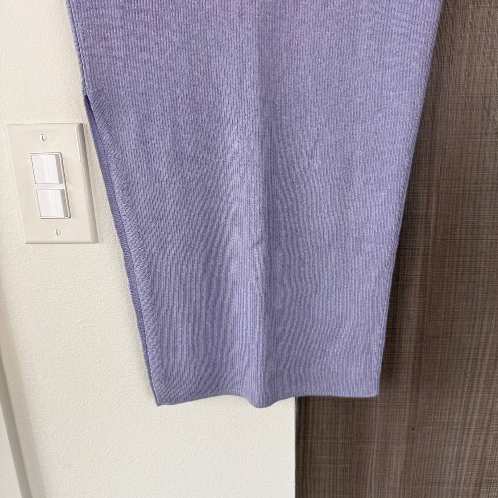 NAADAM Lavender Purple Ribbed Midi Skirt Side Slit Silk Cashmere Size Medium - Picture 6 of 8